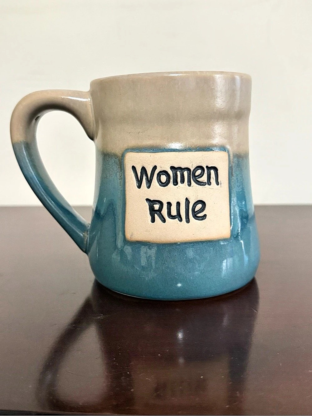 ND Exclusive Women Rule Ceramic Coffee Mug Blue & Cream